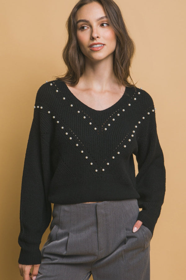 Pearl Details Sweater - Women's sweater - SmartBuyApparel