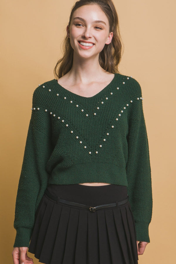 Pearl Details Sweater - Women's sweater - SmartBuyApparel