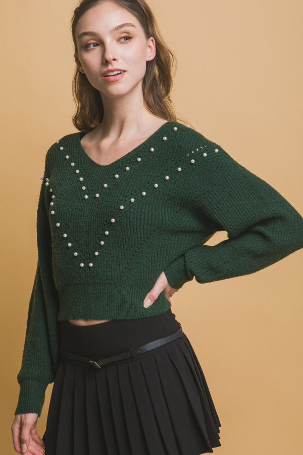 Pearl Details Sweater - Women's sweater - SmartBuyApparel