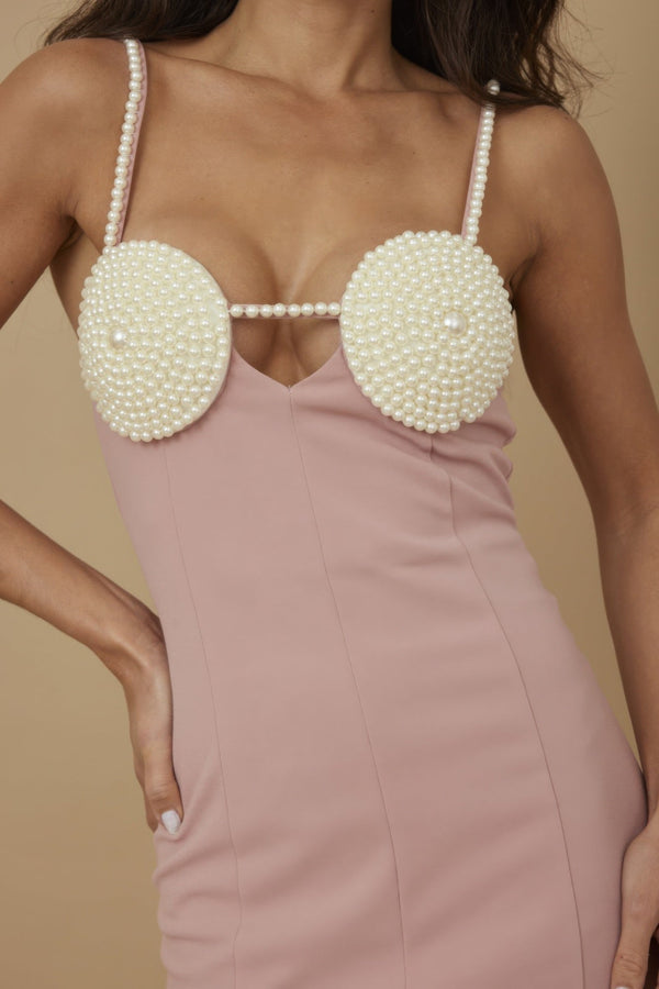 Pearl Patch Detailed Fashion Dress - Dress - SmartBuyApparel