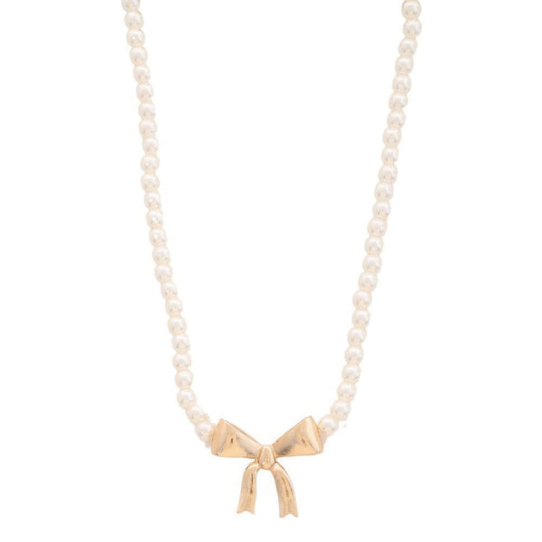 Pearl Ribbon Bow Pendant Necklace - | SmartBuyApparel