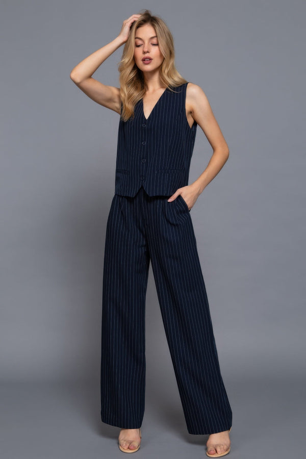 Pin Stripe Woven Straight Pants - Pants - SmartBuyApparel