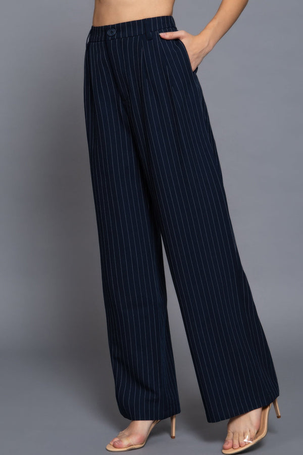 Pin Stripe Woven Straight Pants - Pants - SmartBuyApparel