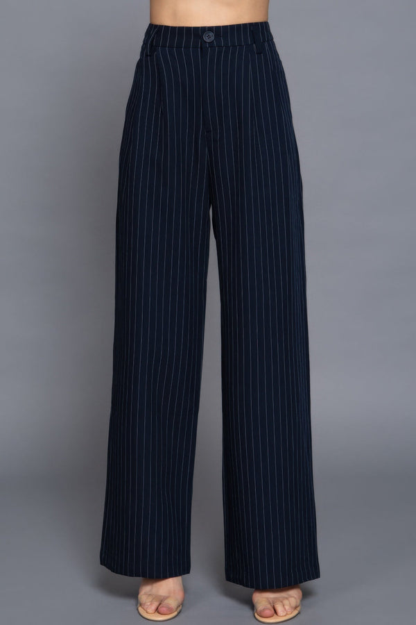 Pin Stripe Woven Straight Pants - Pants - SmartBuyApparel