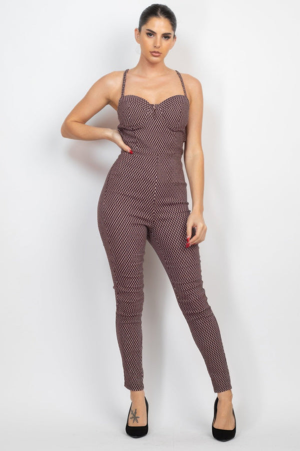 Plaid Sleeveless Zippered Jumpsuit - Jumpsuit - SmartBuyApparel