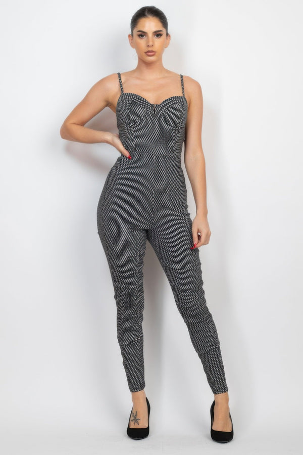 Plaid Sleeveless Zippered Jumpsuit - Jumpsuit - SmartBuyApparel