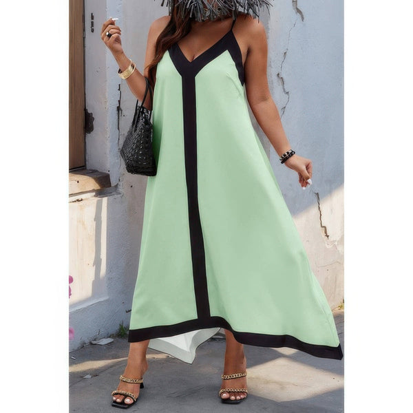 Plus Colorblock Spaghetti Strap A Line Dress - | SmartBuyApparel