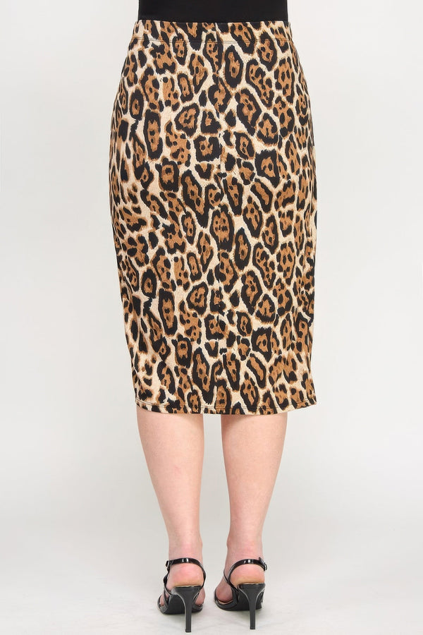 Plus Leopard Prt Asym Skirt W/ Buckle - | SmartBuyApparel