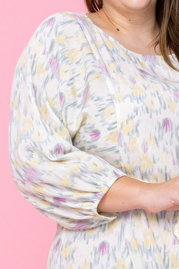 Plus Size Abstract Printed Mini Swing Woven Dress - Dress - SmartBuyApparel