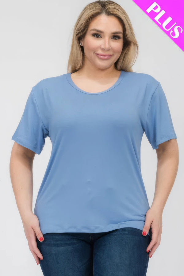 Plus Size Basic Short Sleeve T-shirt - | SmartBuyApparel