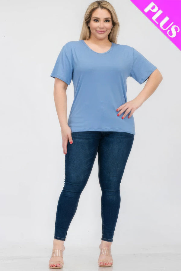 Plus Size Basic Short Sleeve T-shirt - | SmartBuyApparel