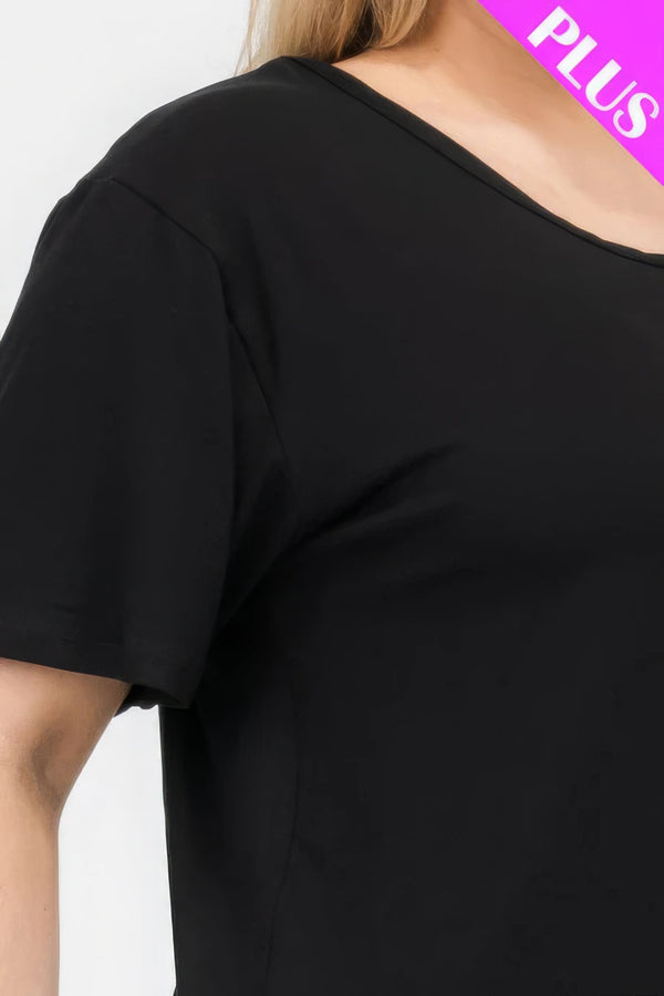Plus Size Basic Short Sleeve T-shirt - | SmartBuyApparel
