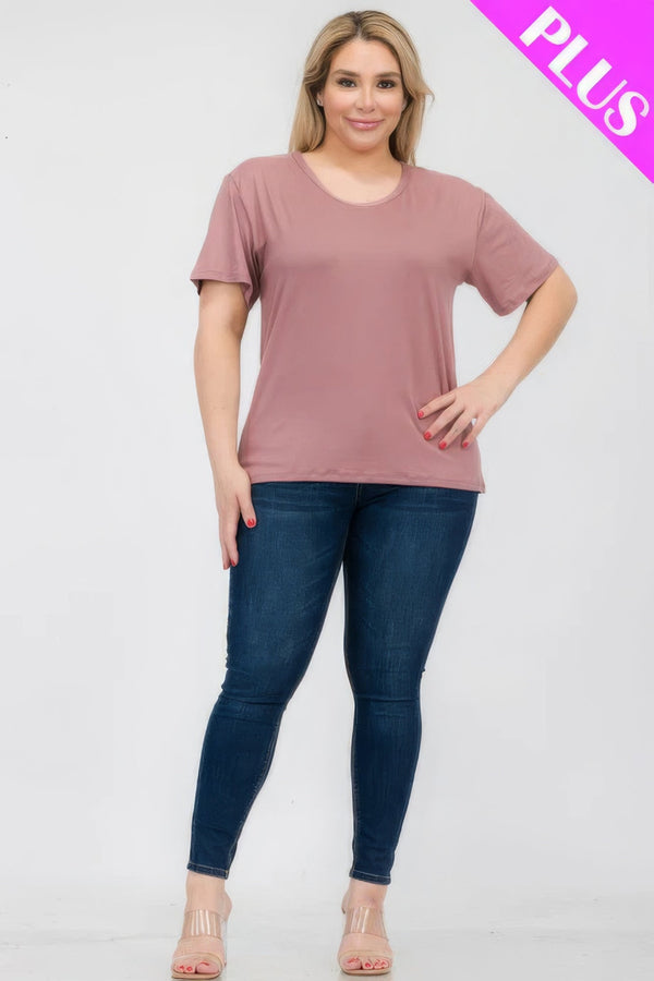 Plus Size Basic Short Sleeve T-shirt - | SmartBuyApparel