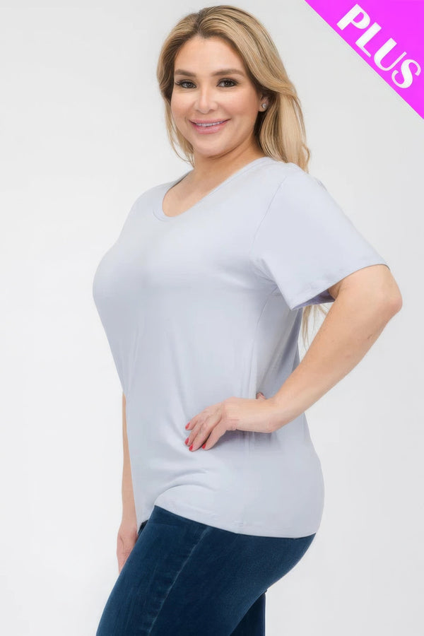 Plus Size Basic Short Sleeve T-shirt - | SmartBuyApparel
