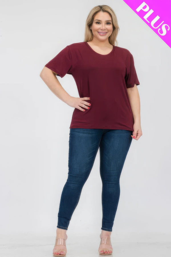 Plus Size Basic Short Sleeve T-shirt - | SmartBuyApparel