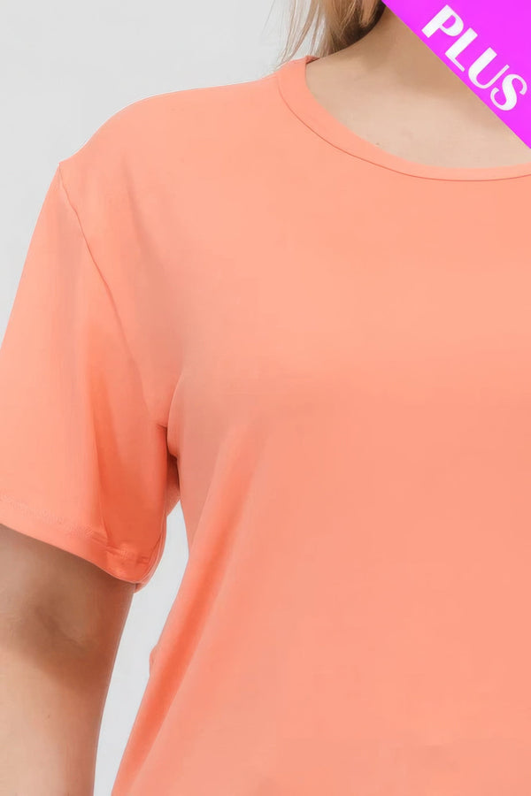 Plus Size Basic Short Sleeve T-shirt - | SmartBuyApparel