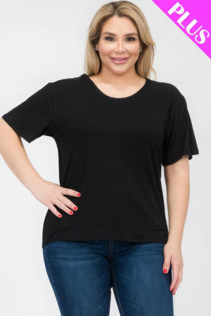 Plus Size Basic Short Sleeve T-shirt - | SmartBuyApparel