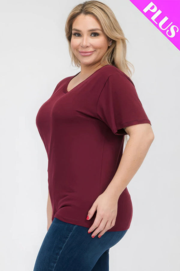 Plus Size Basic Short Sleeve T-shirt - | SmartBuyApparel