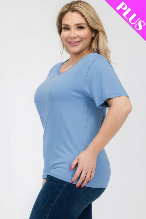 Plus Size Basic Short Sleeve T-shirt - | SmartBuyApparel