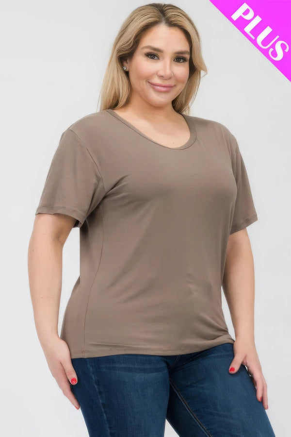 Plus Size Basic Short Sleeve T-shirt - | SmartBuyApparel