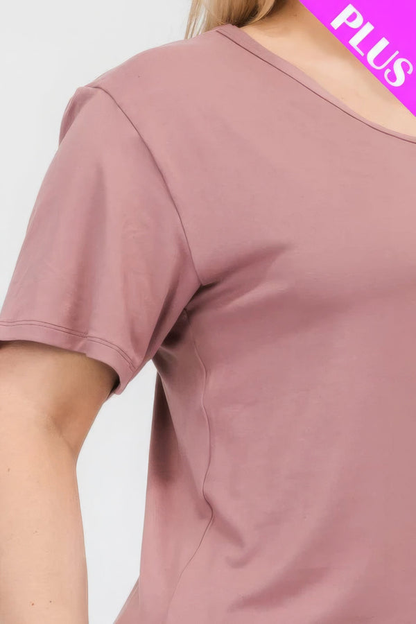 Plus Size Basic Short Sleeve T-shirt - | SmartBuyApparel
