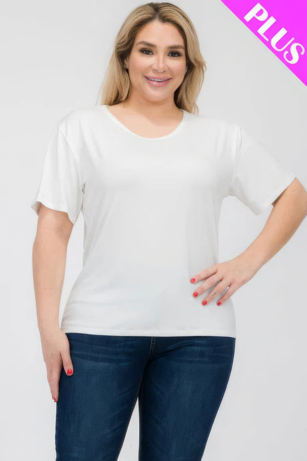 Plus Size Basic Short Sleeve T-shirt - | SmartBuyApparel