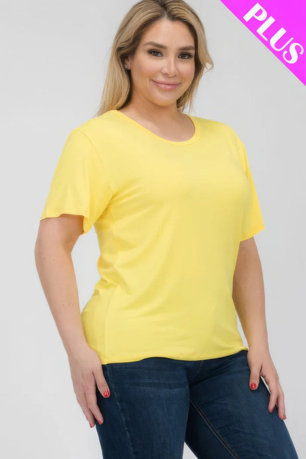 Plus Size Basic Short Sleeve T-shirt - | SmartBuyApparel