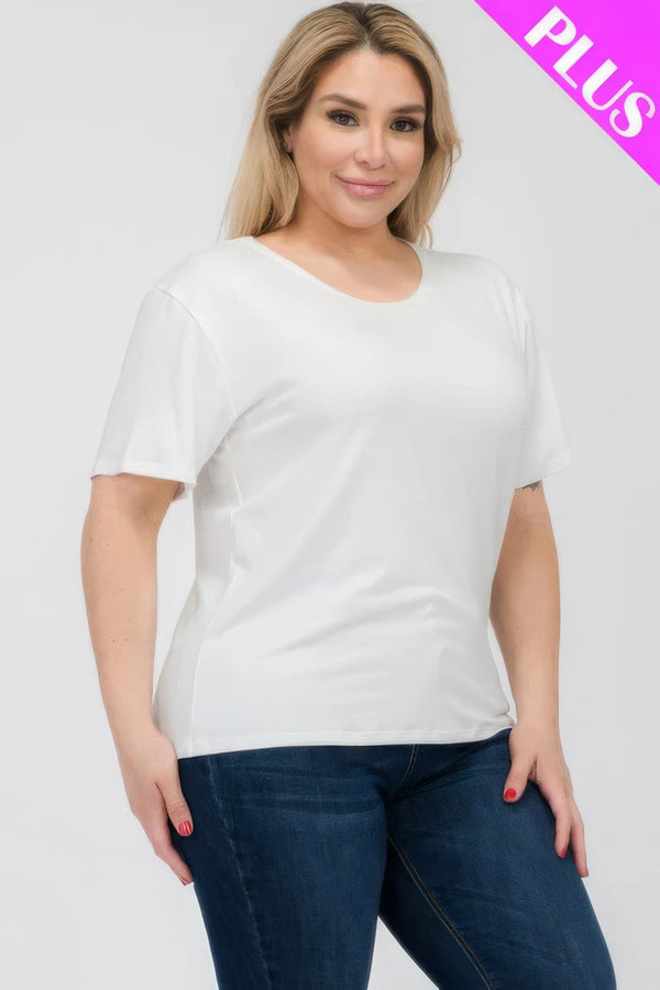 Plus Size Basic Short Sleeve T-shirt - | SmartBuyApparel