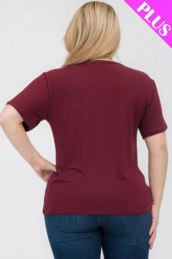 Plus Size Basic Short Sleeve T-shirt - | SmartBuyApparel