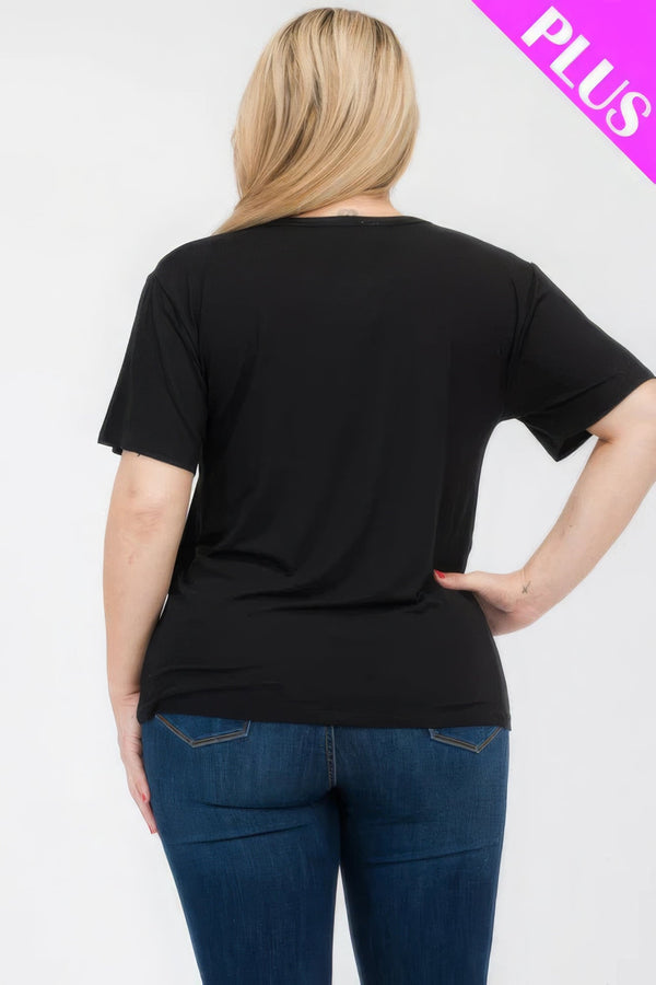 Plus Size Basic Short Sleeve T-shirt - | SmartBuyApparel