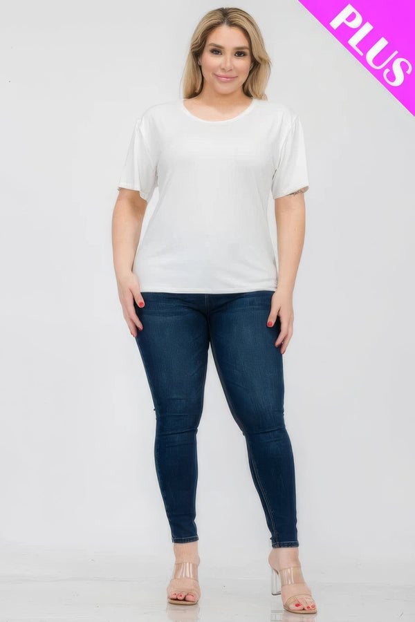 Plus Size Basic Short Sleeve T-shirt - | SmartBuyApparel