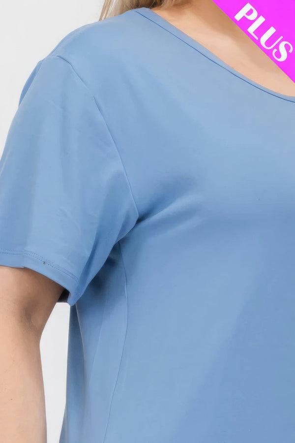 Plus Size Basic Short Sleeve T-shirt - | SmartBuyApparel