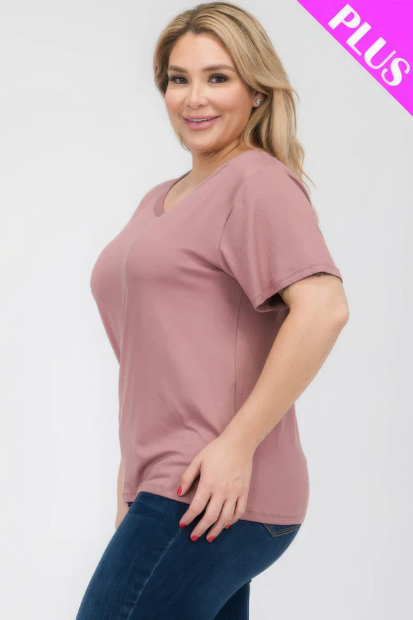 Plus Size Basic Short Sleeve T-shirt - | SmartBuyApparel