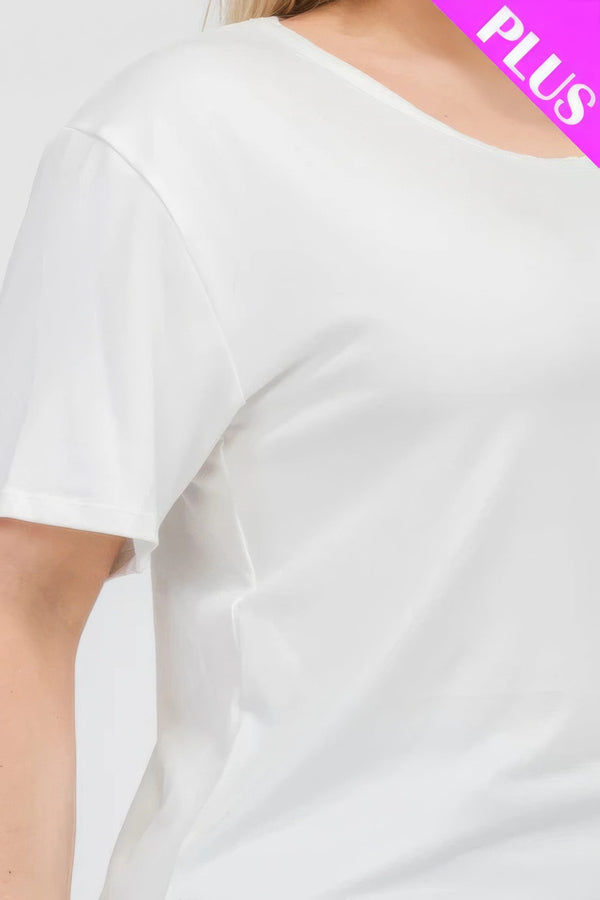 Plus Size Basic Short Sleeve T-shirt - | SmartBuyApparel