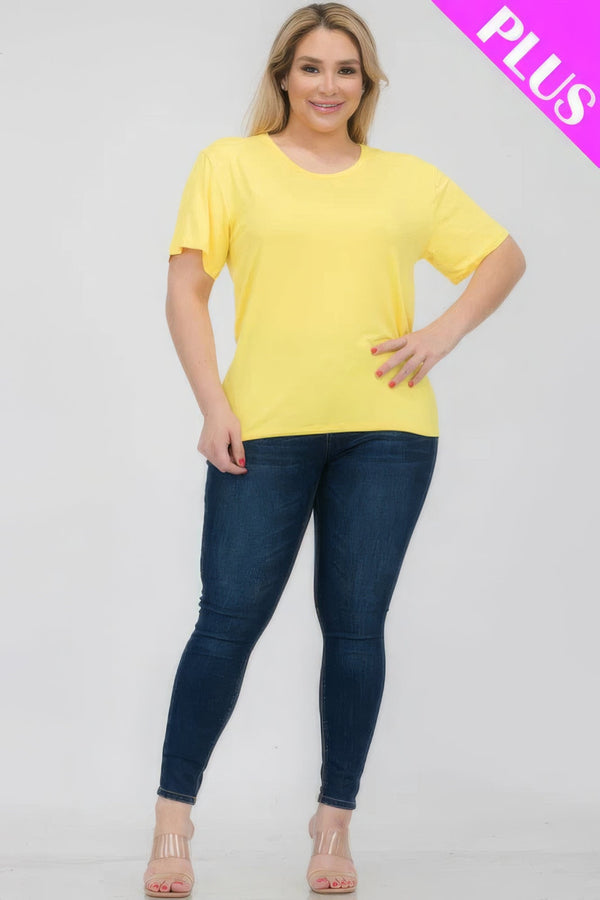 Plus Size Basic Short Sleeve T-shirt - | SmartBuyApparel