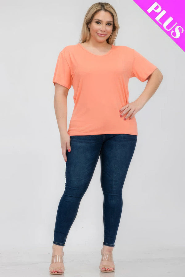 Plus Size Basic Short Sleeve T-shirt - | SmartBuyApparel