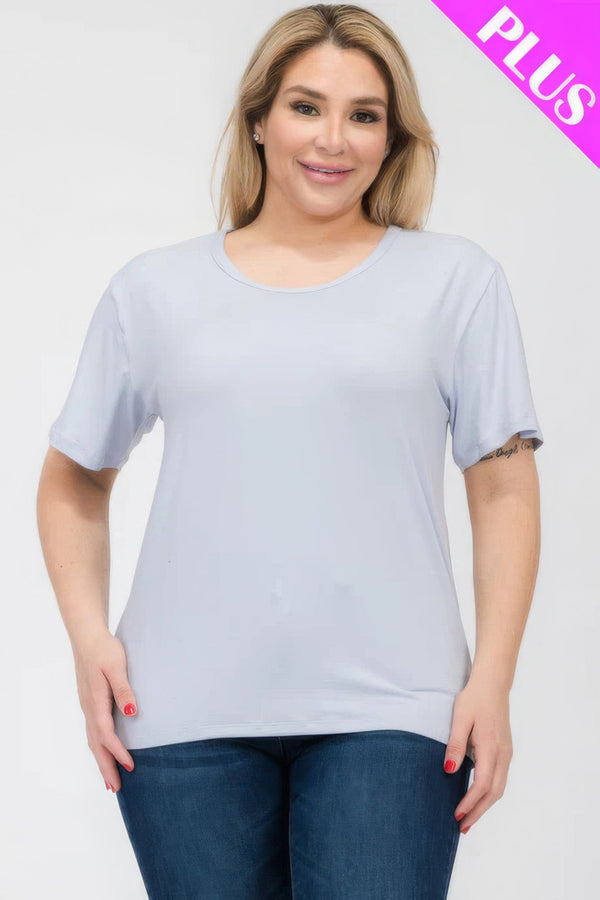 Plus Size Basic Short Sleeve T-shirt - | SmartBuyApparel