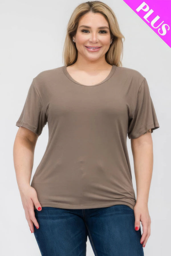 Plus Size Basic Short Sleeve T-shirt - | SmartBuyApparel