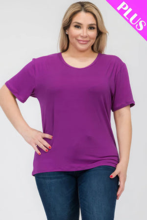 Plus Size Basic Short Sleeve T-shirt - | SmartBuyApparel