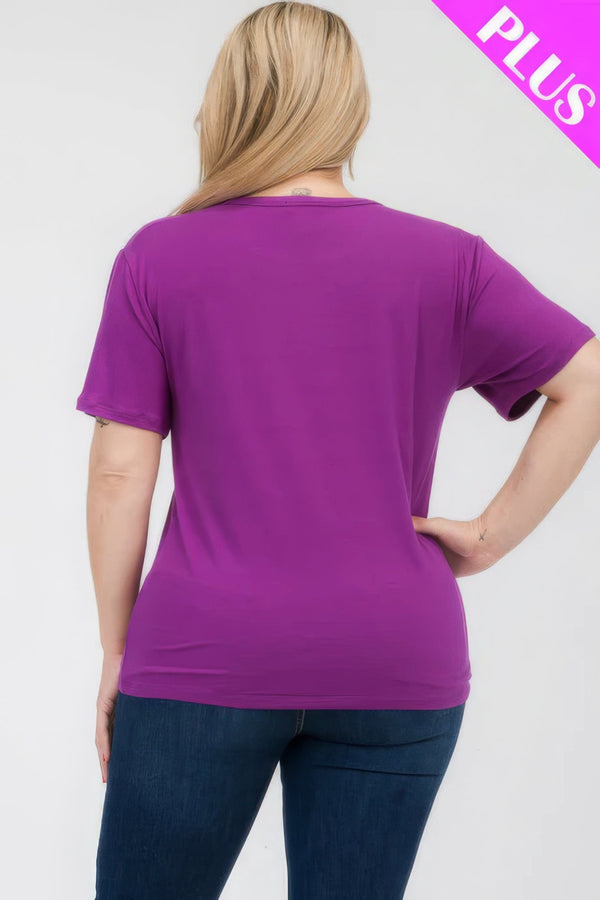Plus Size Basic Short Sleeve T-shirt - | SmartBuyApparel