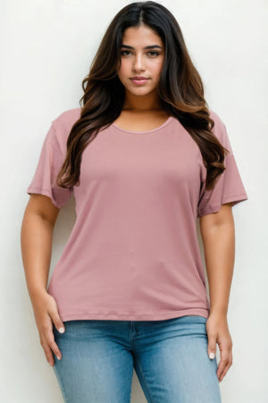 Plus Size Basic Short Sleeve T-shirt - | SmartBuyApparel