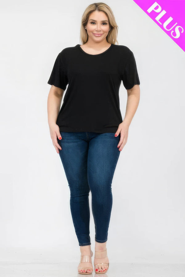 Plus Size Basic Short Sleeve T-shirt - | SmartBuyApparel