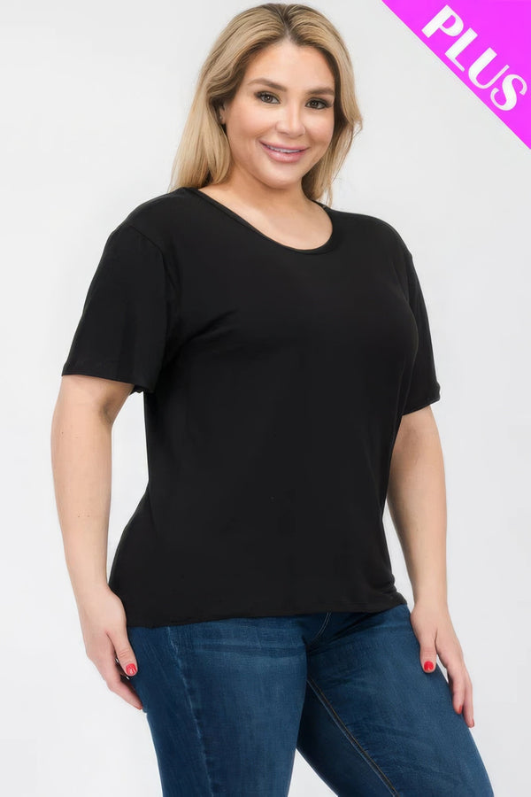 Plus Size Basic Short Sleeve T-shirt - | SmartBuyApparel