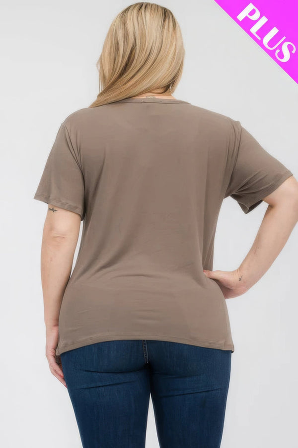 Plus Size Basic Short Sleeve T-shirt - | SmartBuyApparel