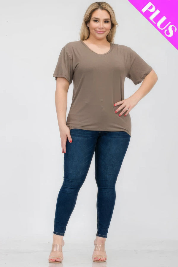Plus Size Basic Short Sleeve T-shirt - | SmartBuyApparel