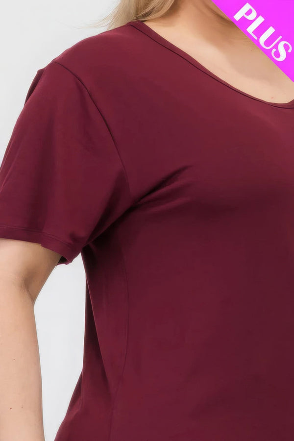 Plus Size Basic Short Sleeve T-shirt - | SmartBuyApparel