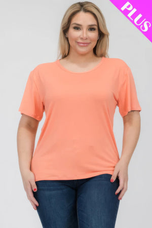 Plus Size Basic Short Sleeve T-shirt - | SmartBuyApparel