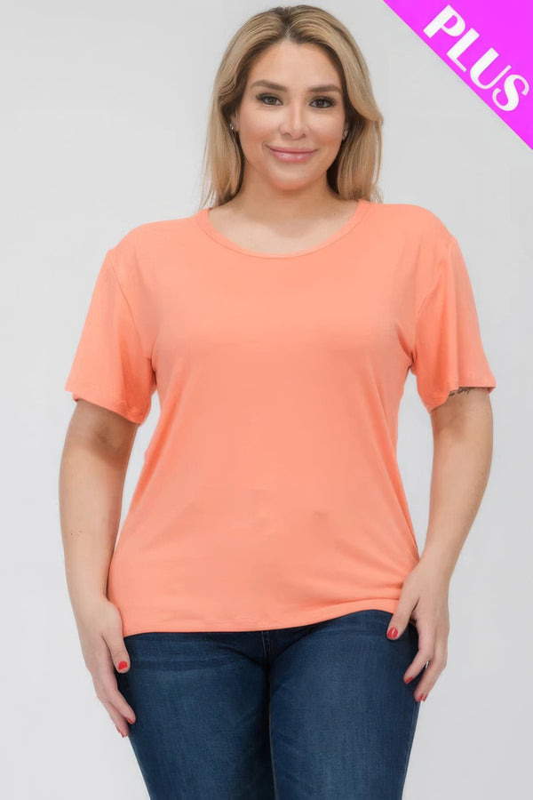Plus Size Basic Short Sleeve T-shirt - | SmartBuyApparel