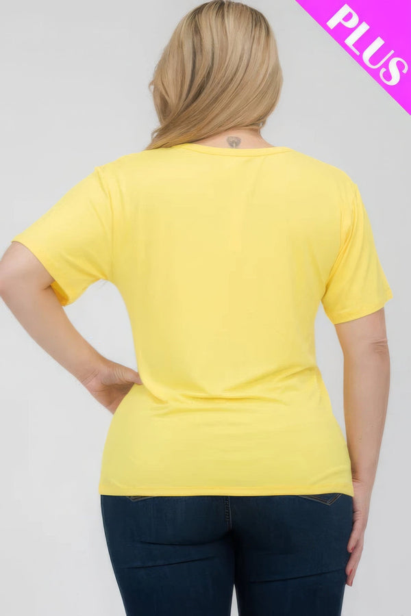 Plus Size Basic Short Sleeve T-shirt - | SmartBuyApparel