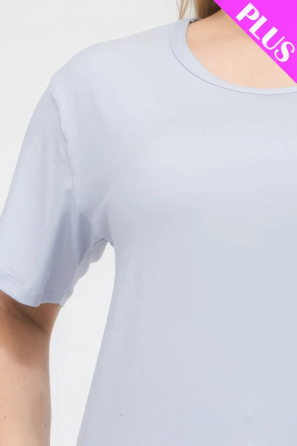 Plus Size Basic Short Sleeve T-shirt - | SmartBuyApparel